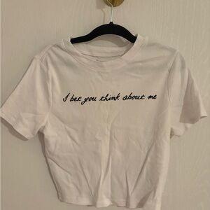 White Graphic Tee with Black Text